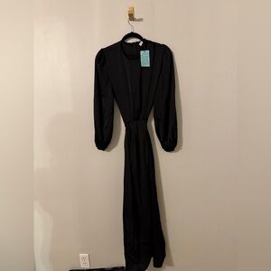 Elegant Black Satin Dress by Pinup Art